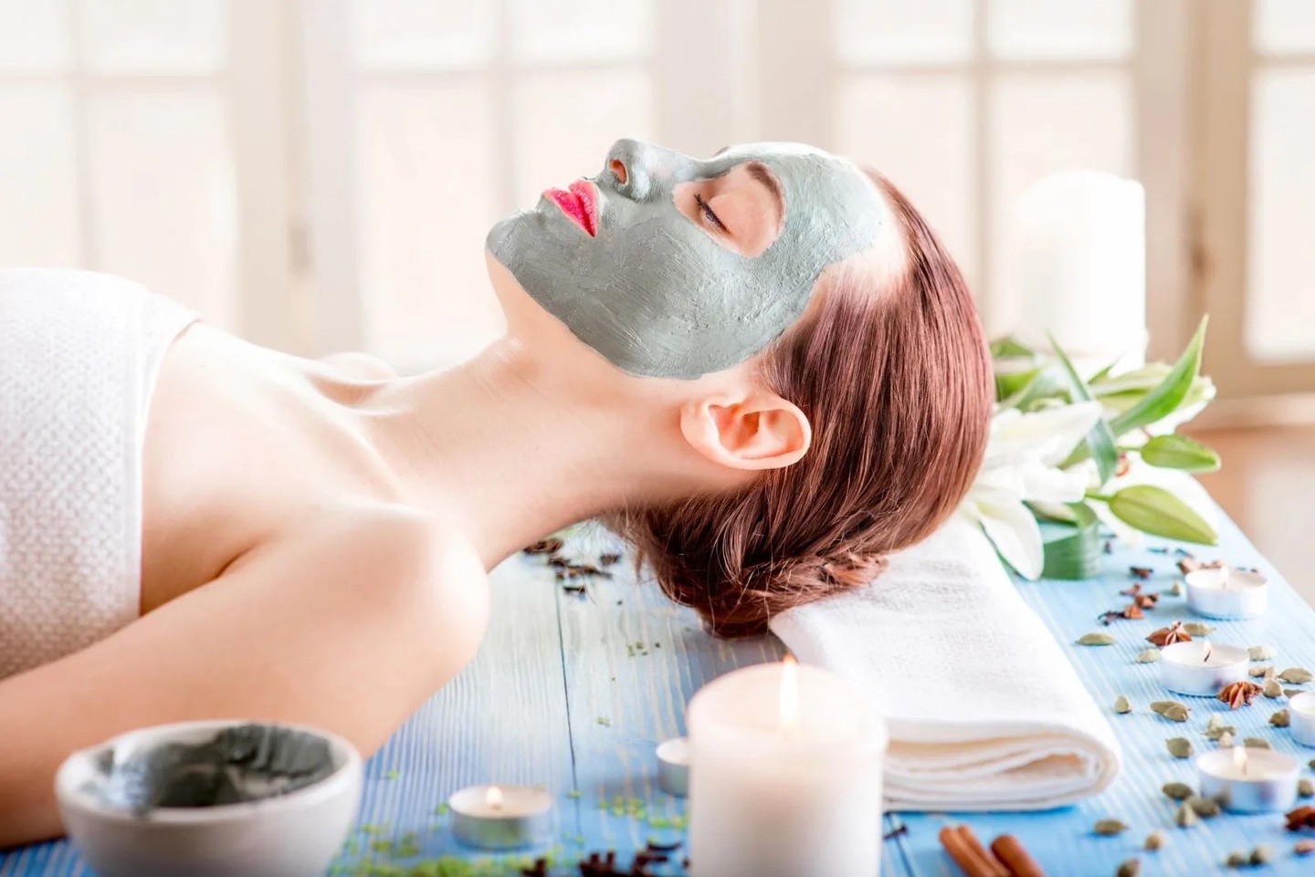 Clay mask spa treatment for healthy skin