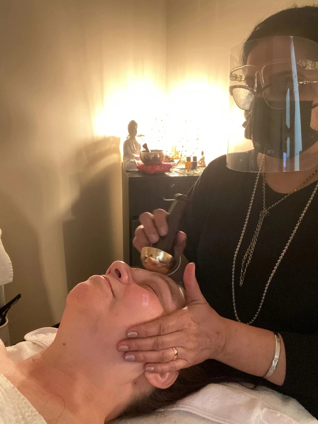 Kansa wand facial treatment at Veda Healing Spa
