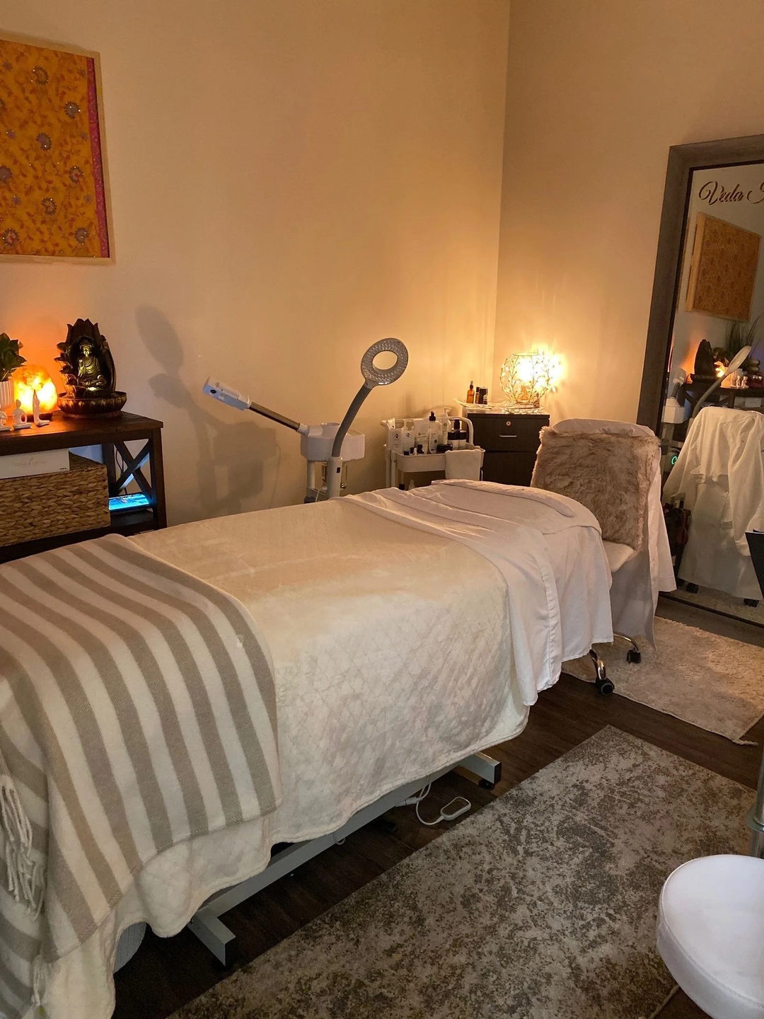 Spa treatment room at Veda Healing Spa in Fairfield