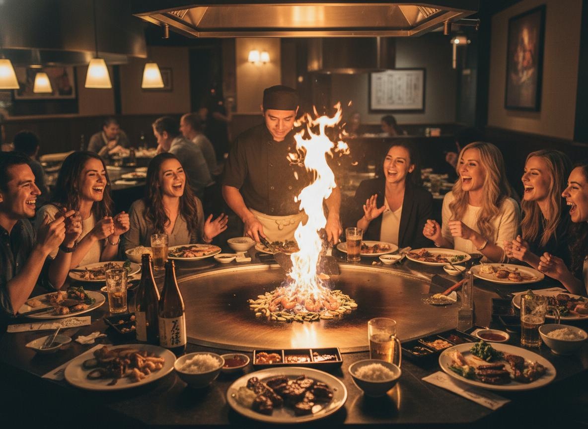 Group dining at hibachi