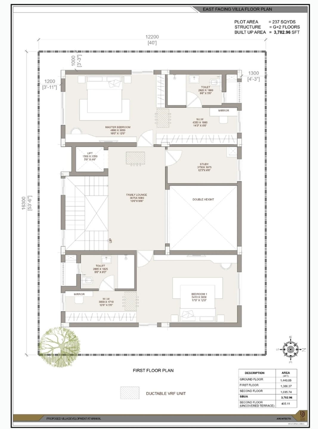 East facing villa floor plan — sheet 3
