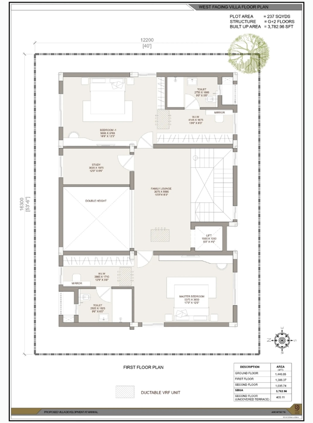 West facing villa floor plan — sheet 3